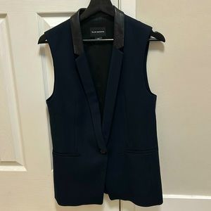 Size S. Straight fit, mid length Club Monaco vest with leather detail.